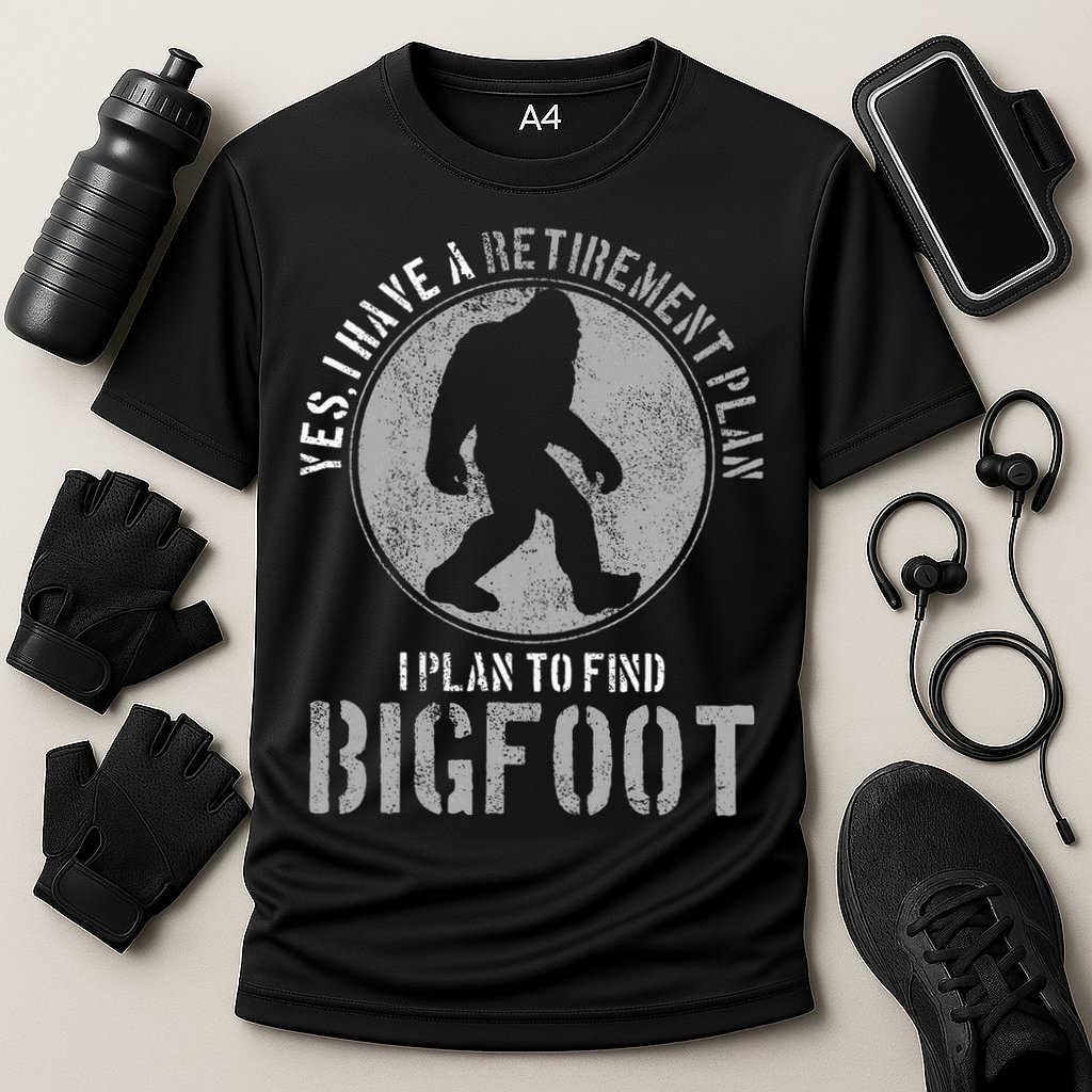 Bigfoot Retirement Plan Funny Retired Sasquatch Hunter Gift Cooling Performance Crew T-Shirt