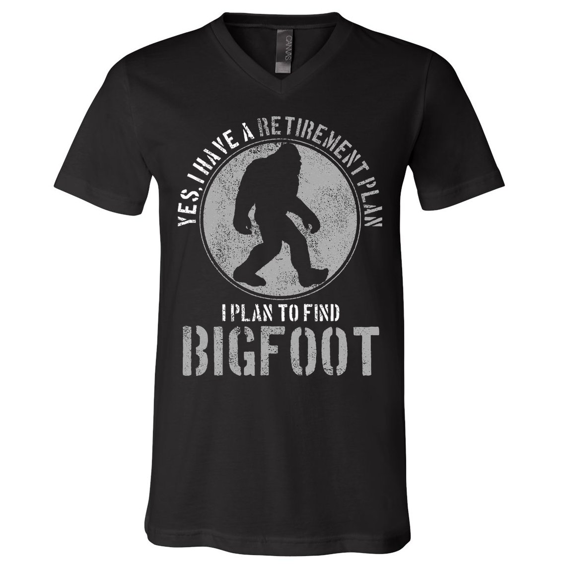 Bigfoot Retirement Plan Funny Retired Sasquatch Hunter Gift V-Neck T-Shirt