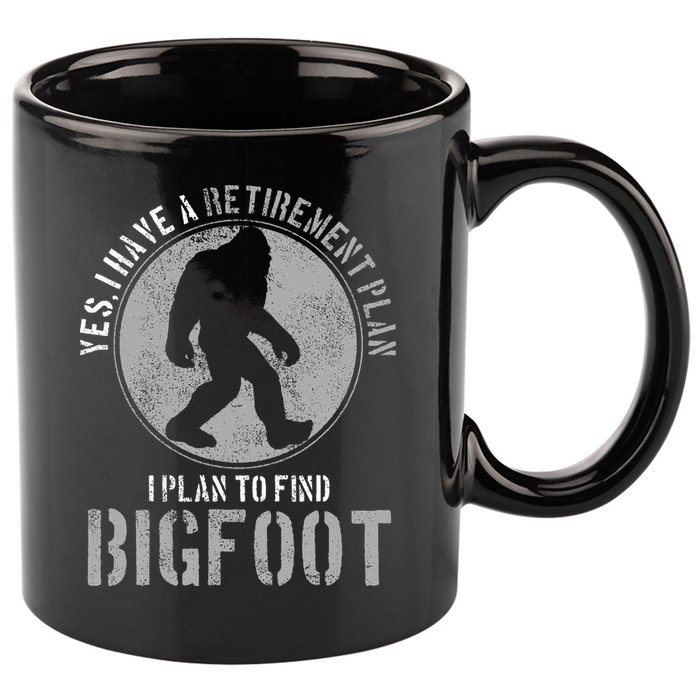 Bigfoot Retirement Plan Funny Retired Sasquatch Hunter Gift 11oz C Handle Ceramic Mug