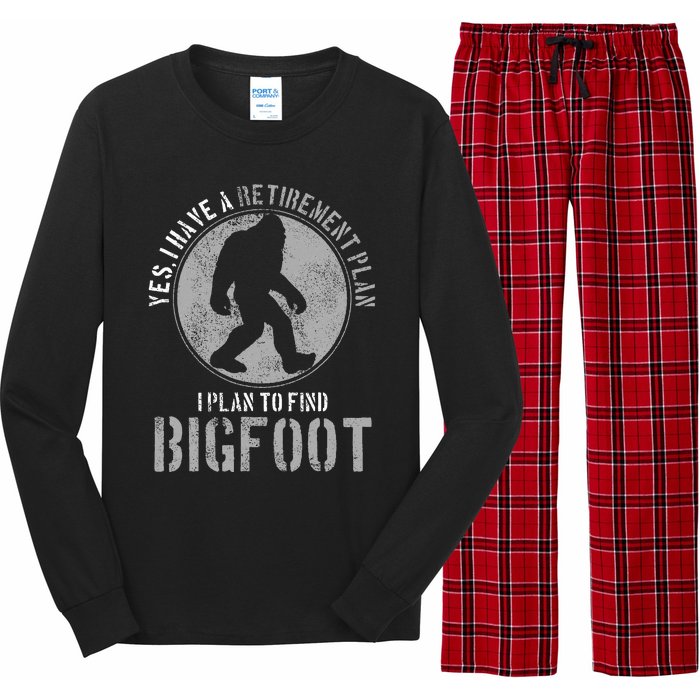 Bigfoot Retirement Plan Funny Retired Sasquatch Hunter Gift Long Sleeve Pajama Set