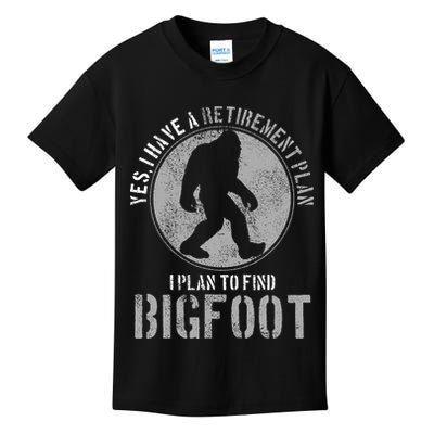 Bigfoot Retirement Plan Funny Retired Sasquatch Hunter Gift Kids T-Shirt