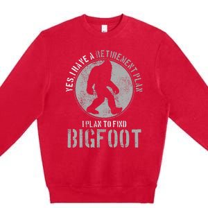 Bigfoot Retirement Plan Funny Retired Sasquatch Hunter Gift Premium Crewneck Sweatshirt