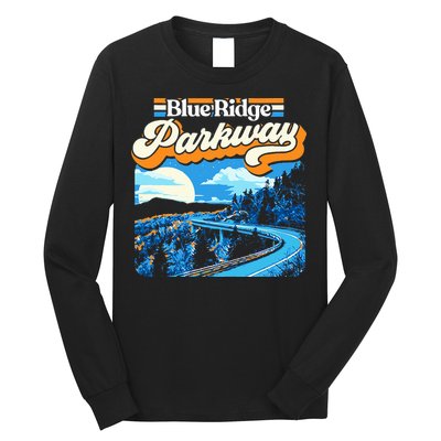 Blue Ridge Parkway Vintage Night Moon & Stars Graphic Long Sleeve Shirt