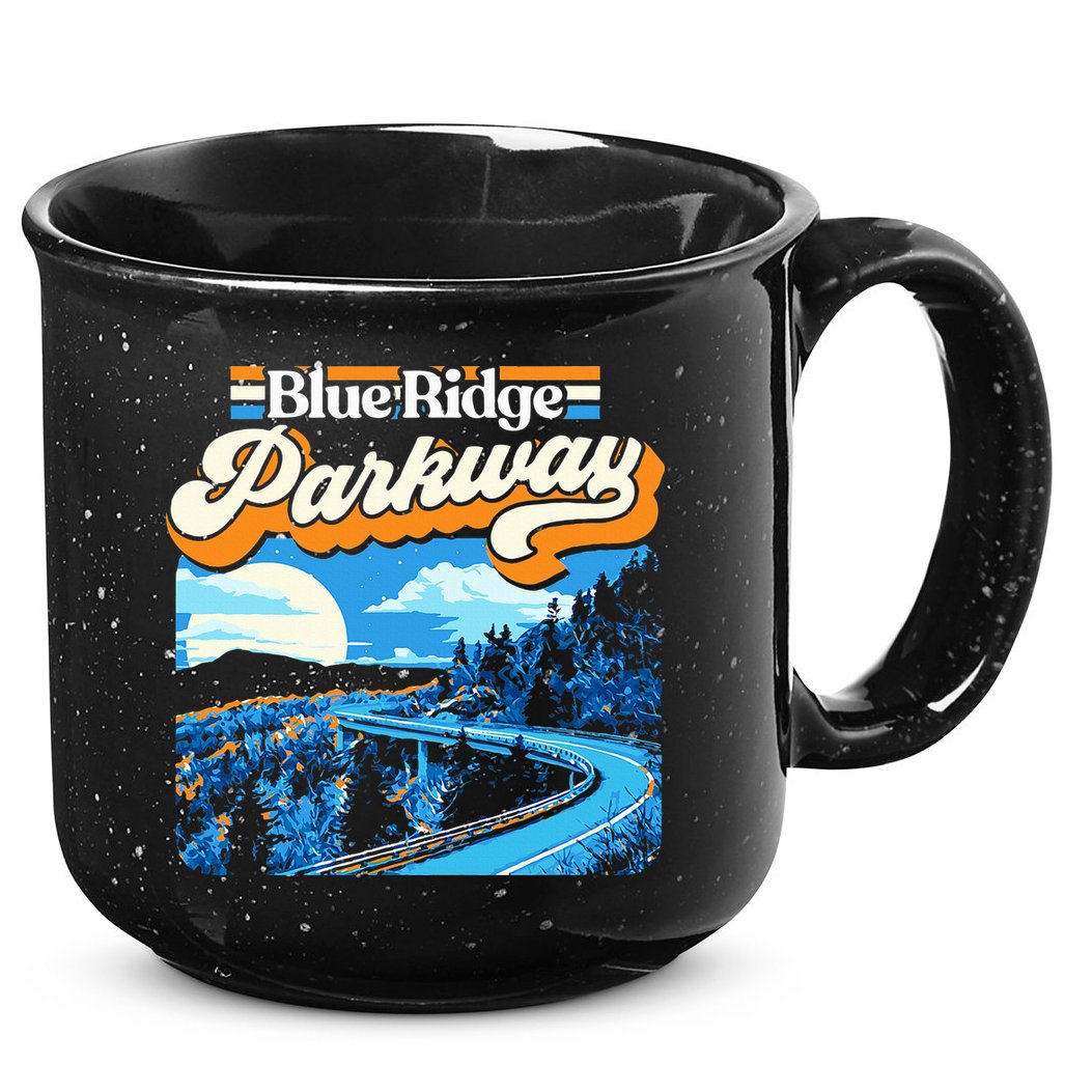 Blue Ridge Parkway Vintage Night Moon & Stars Graphic 15oz Campfire Ceramic Mug