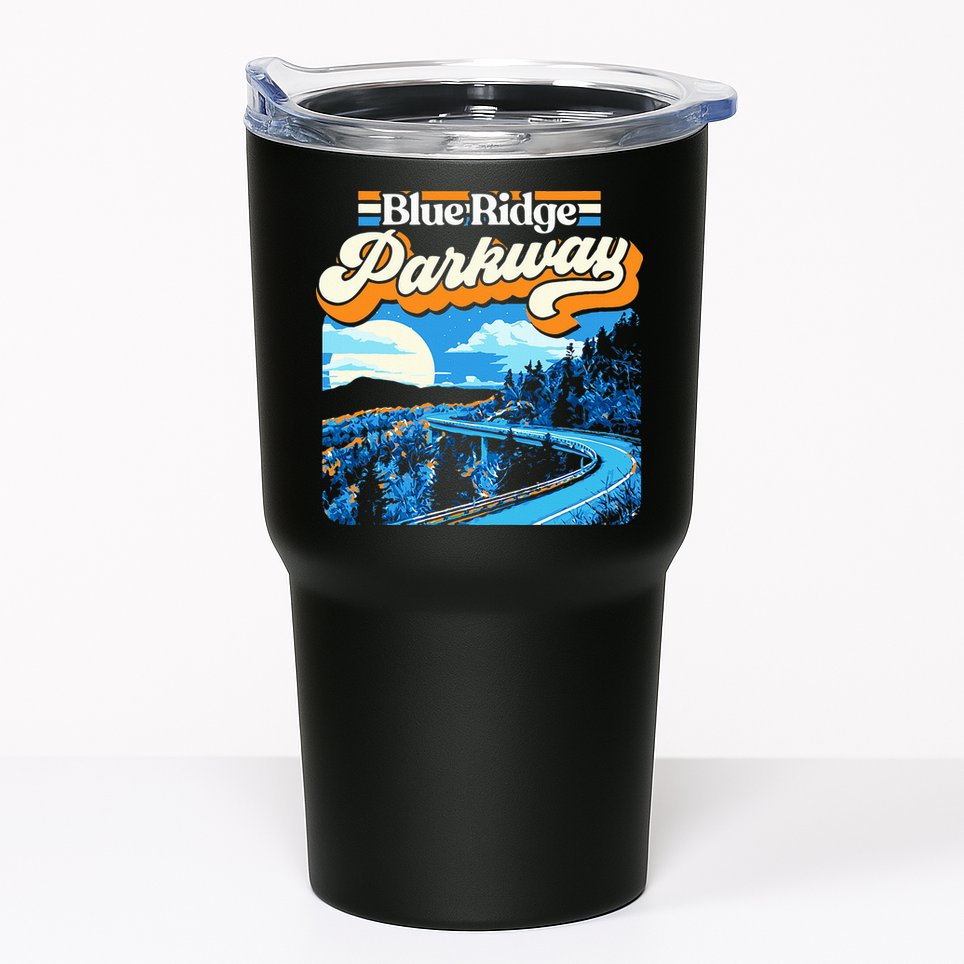 Blue Ridge Parkway Vintage Night Moon & Stars Graphic Tumbler