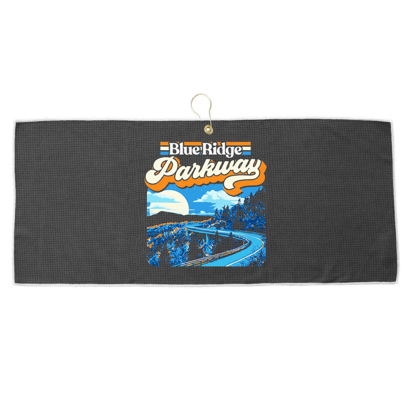 Blue Ridge Parkway Vintage Night Moon & Stars Graphic Large Microfiber Waffle Golf Towel
