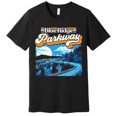 Blue Ridge Parkway Vintage Night Moon & Stars Graphic Premium T-Shirt