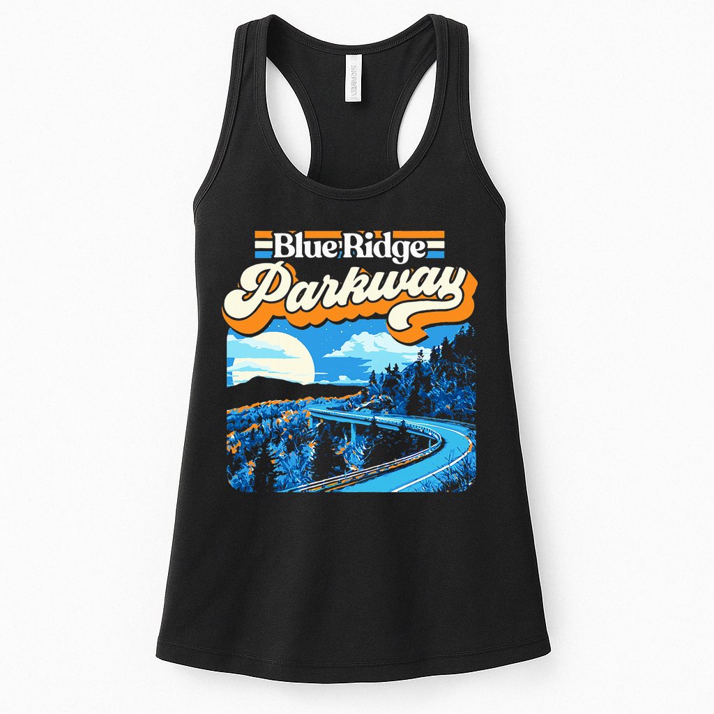 Blue Ridge Parkway Vintage Night Moon & Stars Graphic Womens Tank Top