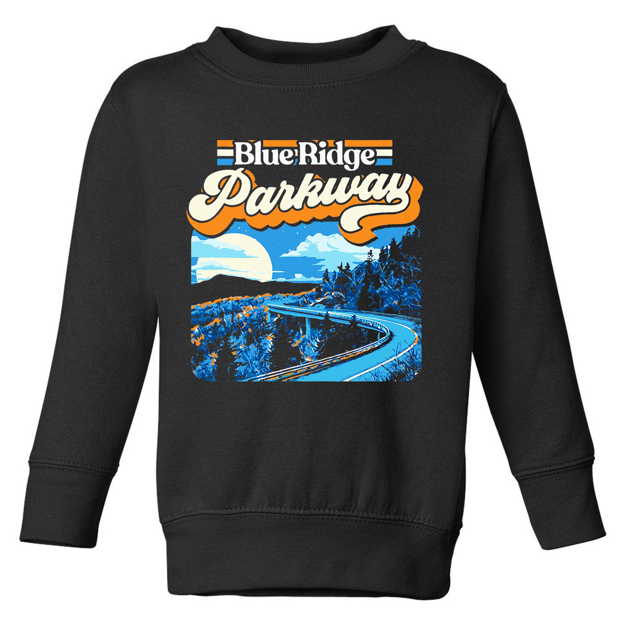 Blue Ridge Parkway Vintage Night Moon & Stars Graphic Toddler Sweatshirt