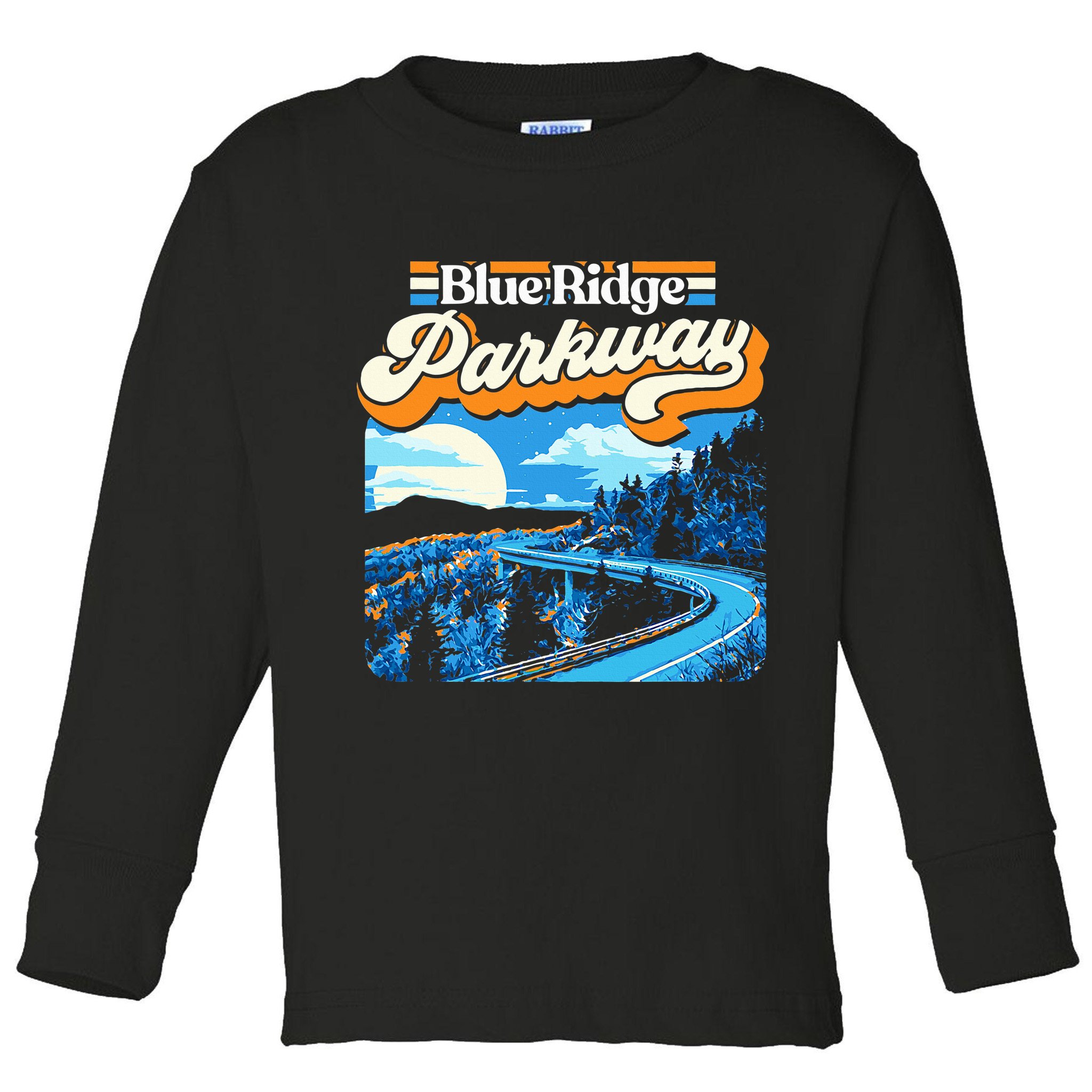 Blue Ridge Parkway Vintage Night Moon & Stars Graphic Toddler Long Sleeve Shirt