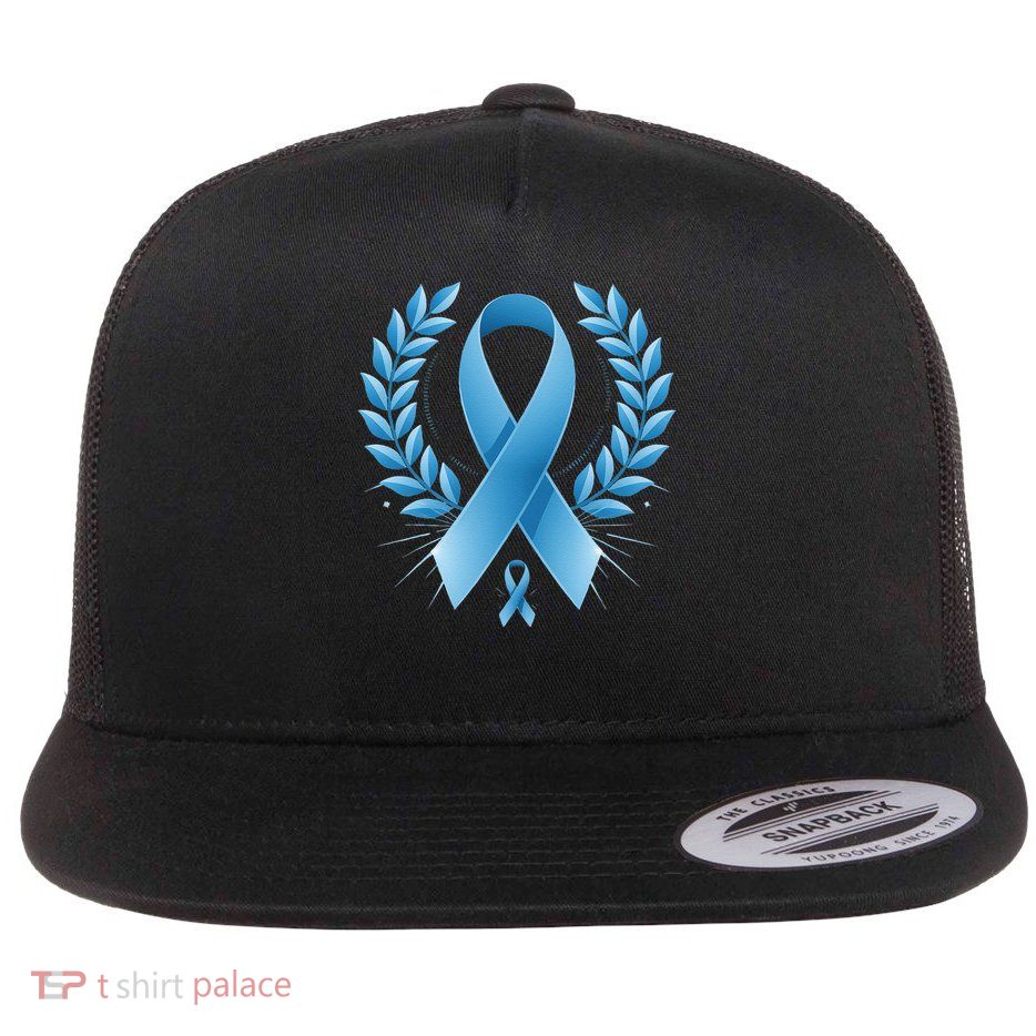Blue Ribbon Prostate Cancer Awareness Survivor Flat Bill Trucker Hat
