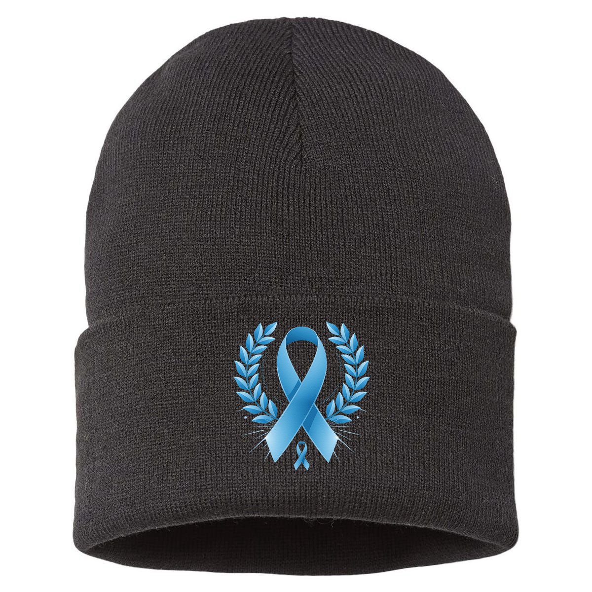 Blue Ribbon Prostate Cancer Awareness Survivor Sustainable Knit Beanie