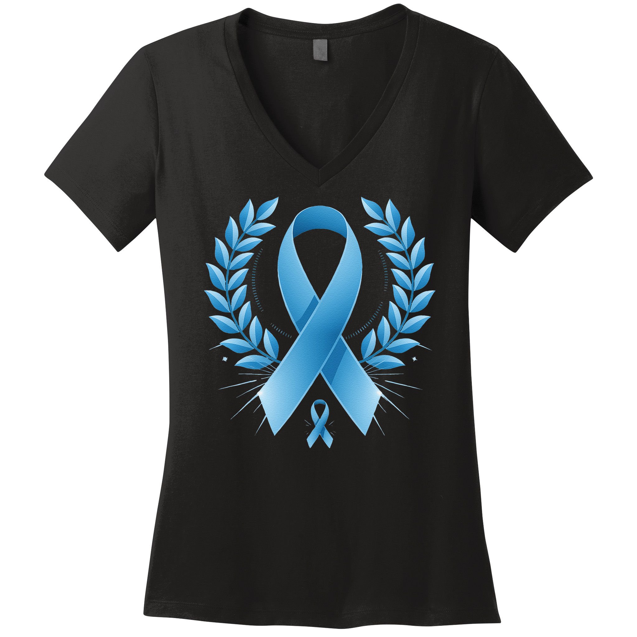 Blue Ribbon Prostate Cancer Awareness Survivor Women's V-Neck T-Shirt