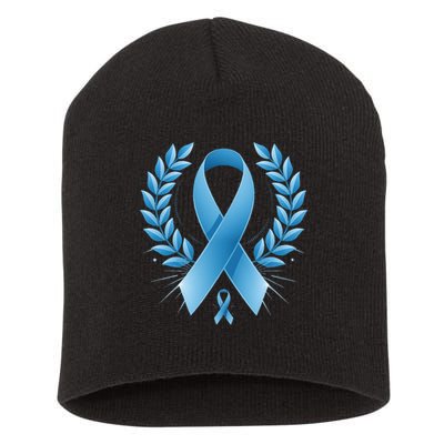 Blue Ribbon Prostate Cancer Awareness Survivor Short Acrylic Beanie