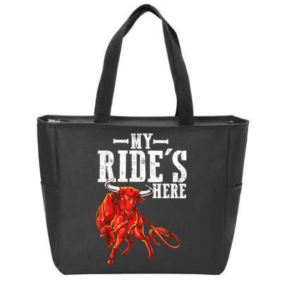 Bull Riding PBR Rodeo Bull Riders For Western Ranch Cowboys Zip Tote Bag