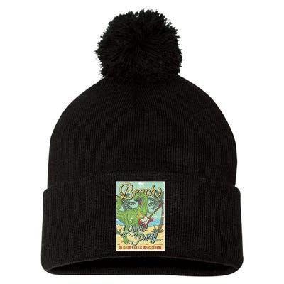 Beach Rock Party Pom Pom 12in Knit Beanie