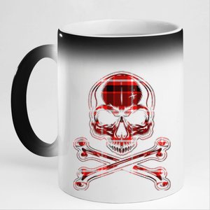 Buffalo Red Plaid Merry Christmas Skull Crossbones 11oz Black Color Changing Mug