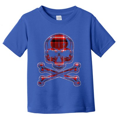 Buffalo Red Plaid Merry Christmas Skull Crossbones Toddler T-Shirt