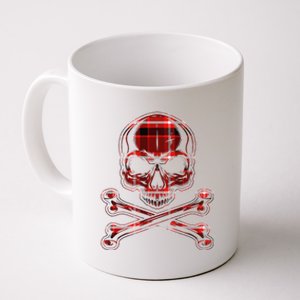 Buffalo Red Plaid Merry Christmas Skull Crossbones Coffee Mug