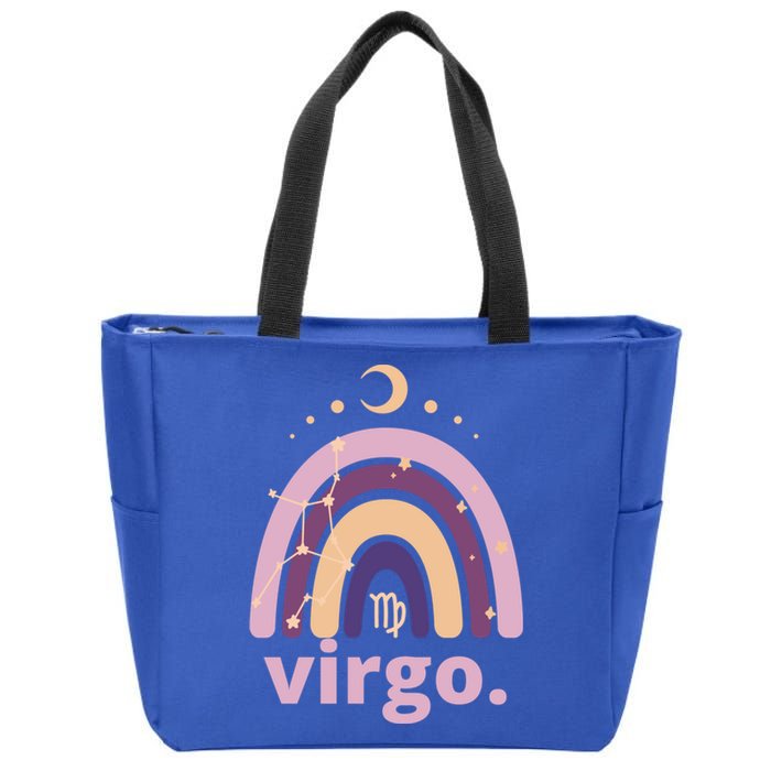 Boho Rainbow Pink Virgo Zodiac Sign Horoscope Birthday Gift Zip Tote Bag