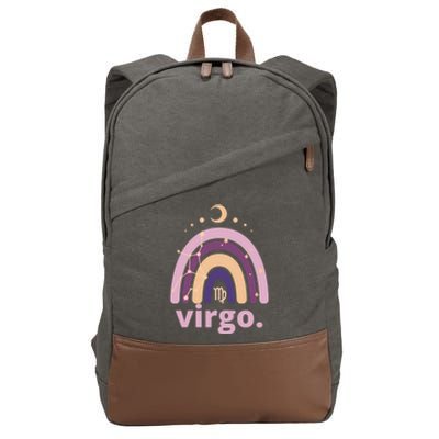 Boho Rainbow Pink Virgo Zodiac Sign Horoscope Birthday Gift Cotton Canvas Backpack