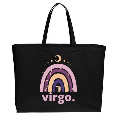 Boho Rainbow Pink Virgo Zodiac Sign Horoscope Birthday Gift Cotton Canvas Jumbo Tote