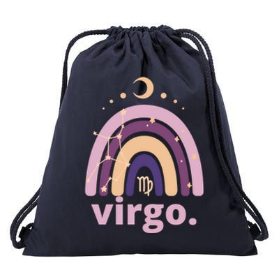 Boho Rainbow Pink Virgo Zodiac Sign Horoscope Birthday Gift Drawstring Bag