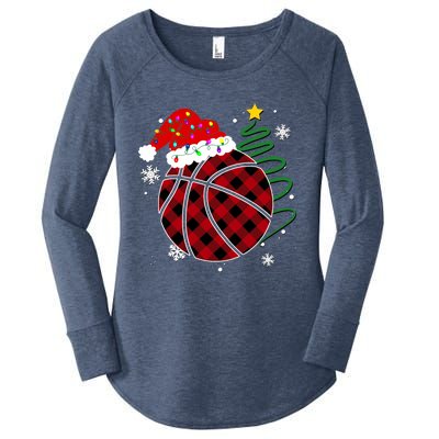 Buffalo Red Plaid Basketball Christmas Player Sport Xmas Gift Women's Perfect Tri Tunic Long Sleeve Shirt