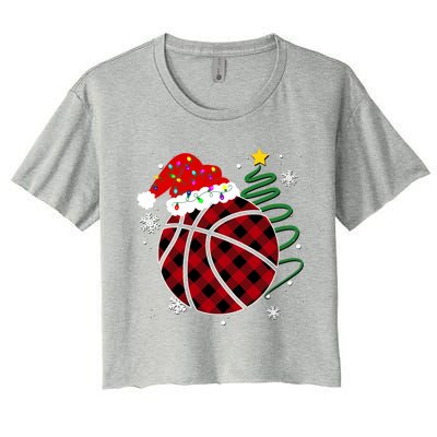 Buffalo Red Plaid Basketball Christmas Player Sport Xmas Gift Women's Crop Top Tee