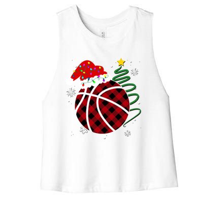 Buffalo Red Plaid Basketball Christmas Player Sport Xmas Gift Women's Racerback Cropped Tank