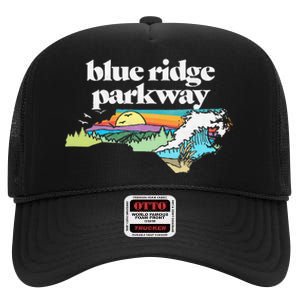 Blue Ridge Parkway North Carolinaretro Nature High Crown Mesh Back Trucker Hat