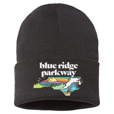 Blue Ridge Parkway North Carolinaretro Nature Sustainable Knit Beanie