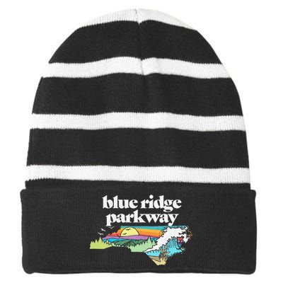 Blue Ridge Parkway North Carolinaretro Nature Striped Beanie with Solid Band