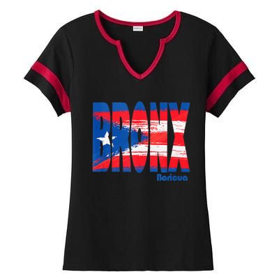 Boricua Roots Puerto Rico Pride PR Bronx Puerto Rico Flag Ladies Halftime Notch Neck Tee