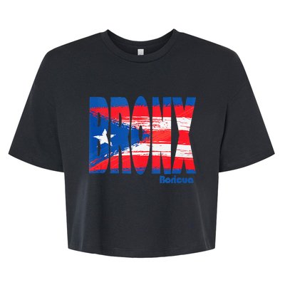 Boricua Roots Puerto Rico Pride PR Bronx Puerto Rico Flag Bella+Canvas Jersey Crop Tee