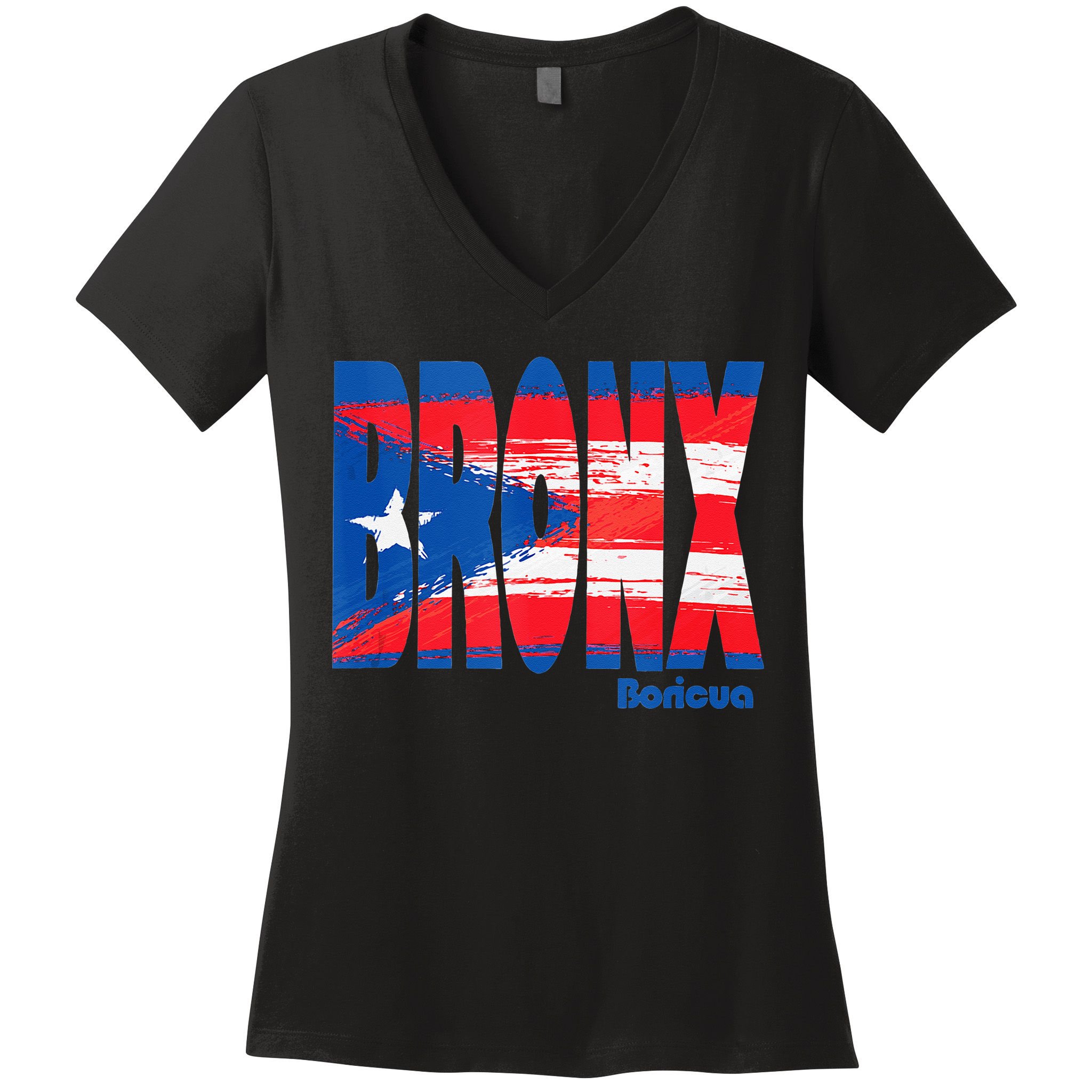 Boricua Roots Puerto Rico Pride PR Bronx Puerto Rico Flag Women's V-Neck T-Shirt