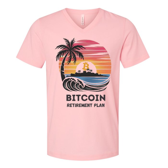 Bitcoin Retirement Plan Btc Crypto Trading Cryptocurrency V-Neck T-Shirt