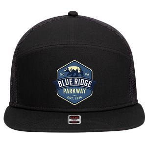 Blue Ridge Parkway BRP North Carolina And Virginia Design 7 Panel Mesh Trucker Snapback Hat