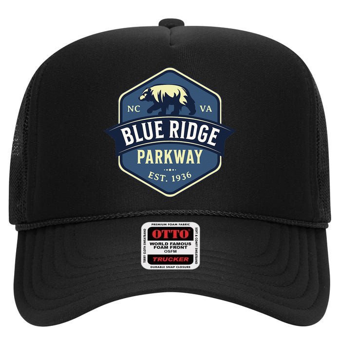 Blue Ridge Parkway BRP North Carolina And Virginia Design High Crown Mesh Back Trucker Hat