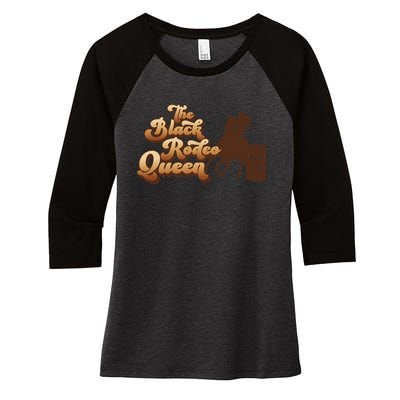 Black Rodeo Queen Barrel Racing African American Cowgirl Women's Tri-Blend 3/4-Sleeve Raglan Shirt