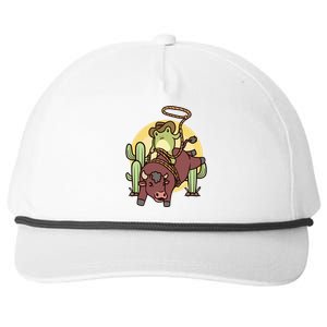 Bull Riding Rodeo Cowboy Frog Bull Rider Snapback Five-Panel Rope Hat