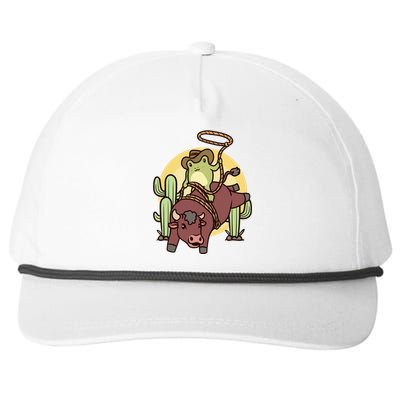 Bull Riding Rodeo Cowboy Frog Bull Rider Snapback Five-Panel Rope Hat