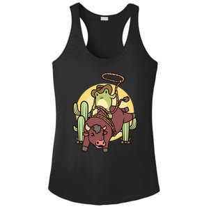 Bull Riding Rodeo Cowboy Frog Bull Rider Ladies PosiCharge Competitor Racerback Tank