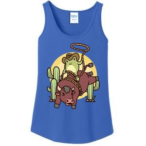 Bull Riding Rodeo Cowboy Frog Bull Rider Ladies Essential Tank