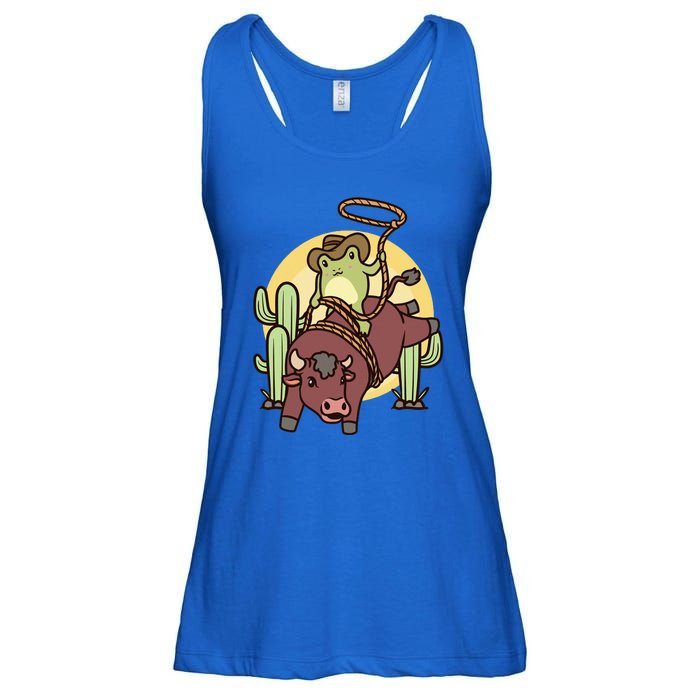 Bull Riding Rodeo Cowboy Frog Bull Rider Ladies Essential Flowy Tank