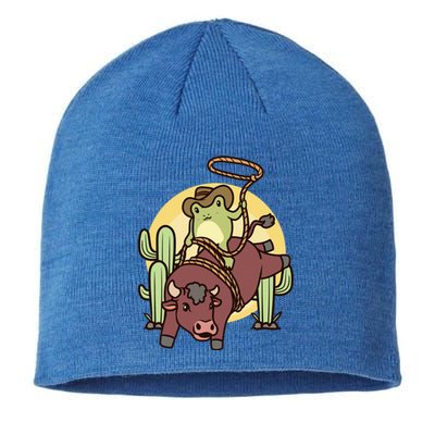 Bull Riding Rodeo Cowboy Frog Bull Rider Sustainable Beanie