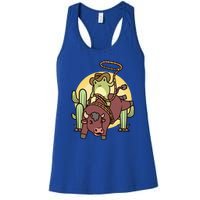 Bull Riding Rodeo Cowboy Frog Bull Rider Women's Racerback Tank