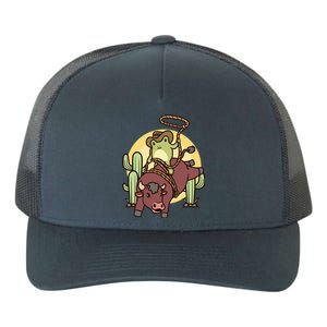 Bull Riding Rodeo Cowboy Frog Bull Rider Yupoong Adult 5-Panel Trucker Hat