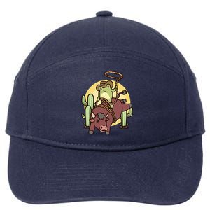 Bull Riding Rodeo Cowboy Frog Bull Rider 7-Panel Snapback Hat