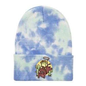 Bull Riding Rodeo Cowboy Frog Bull Rider Tie Dye 12in Knit Beanie